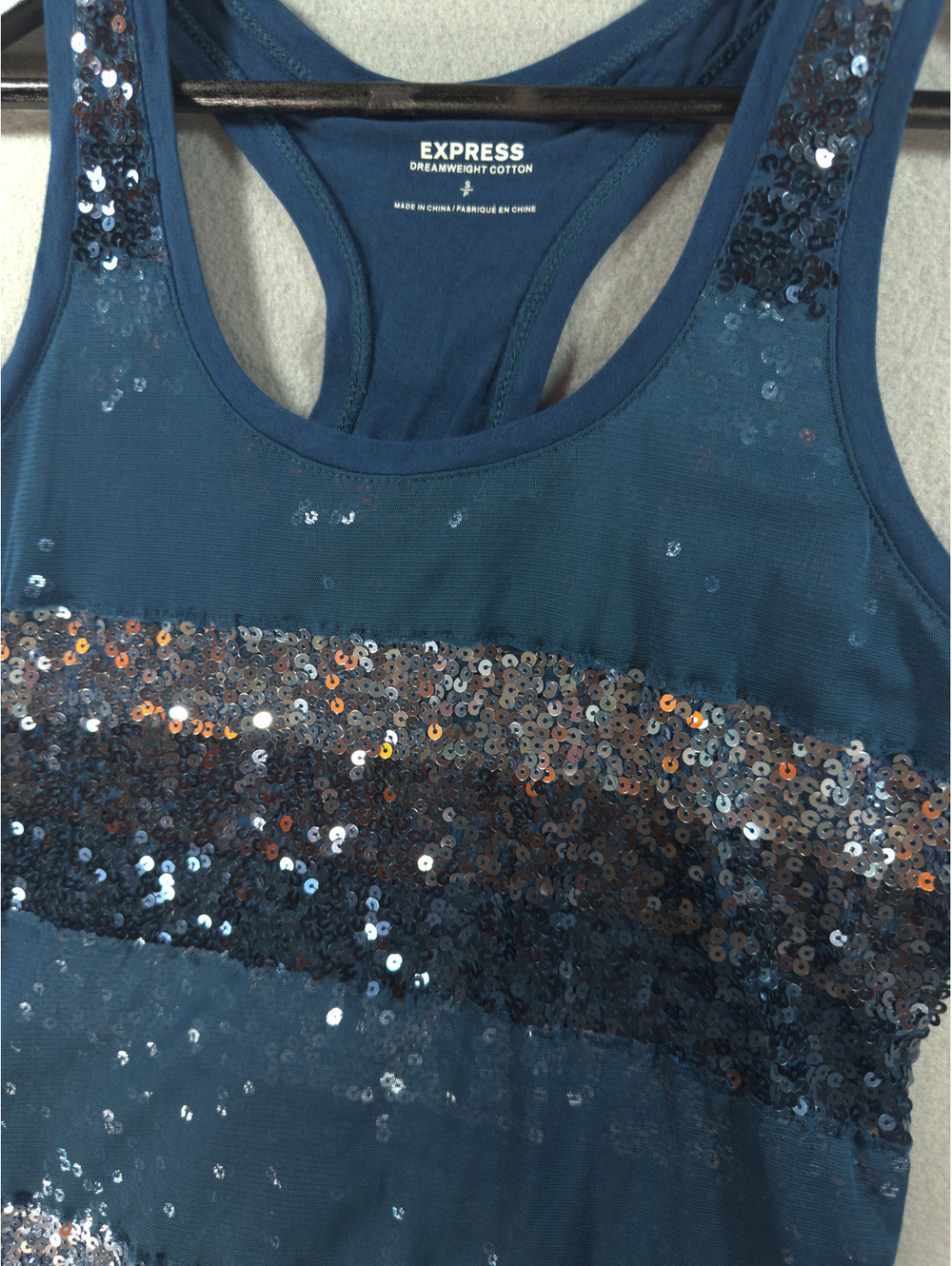 Express Blue/Teal Sequin Racerback Tank Top Size X